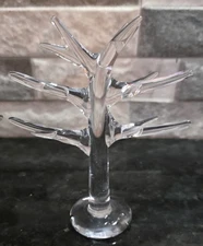 Vintage Clear Hand Made Crystal Art Glass Christmas Tree 5" Tall Made In Taiwan
