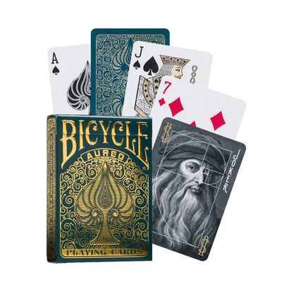 Bicycle Aureo Green Playing Cards - Golden Ratio Foil Design | Premium USPCC Dec