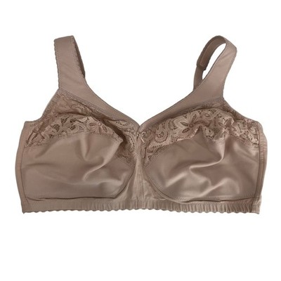 Glamorise 1001 MagicLift Cotton Support Bra Nude Beige 44F Wireless Full Figure