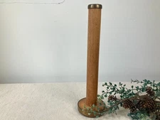VTG Factory Wooden Spool Thread Bobbin Mills 11" Sewing Candle Holder Natural