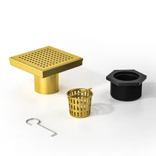 Square Shower Drain 4", 304 Stainless Steel Floor Drain w/Hair Strainer, Grid...