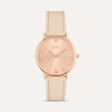 Orologio Stroili donna pelle Beige e cassa Rosa con cristalli 1627188