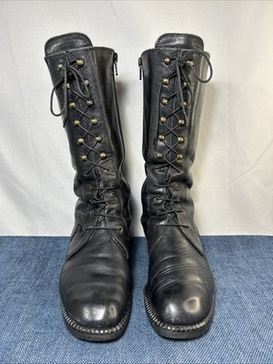 Vittorio Ricci Couture Lace Up Zip Granny Boots Women's 6.5 Mid Calf 11.5  Tall
