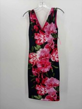 Pre-Owned Vince Camuto Navy Size 0 Floral Knee Length Sleeveless Dress