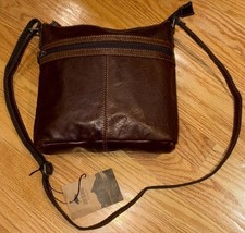 Jack Georges Voyager Brown Hand Stained Buffalo Leather Crossbody Shoulder Bag