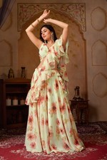 Women  s Soft Georgette Digital Printed Lehenga Choli Set Pearl Moti Kodi Work