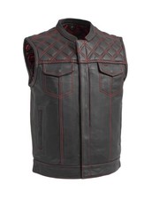 First Mfg Co - Downside - Men's Motorcycle Biker Riding Leather Vest X-Large