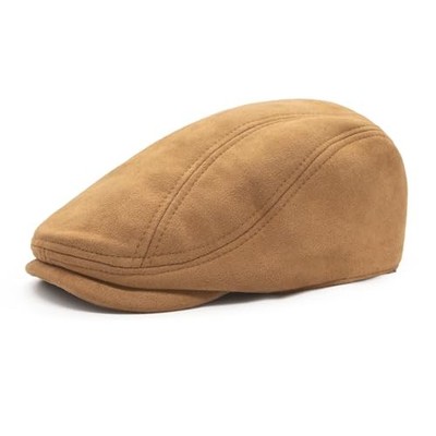  Retro Suede Newsboy Hats for Men Women Beret Ivy Flat Cap Light Camel