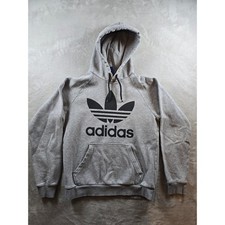 Adidas Trefoil Hoodie Sweatshirt Womens S Gray Pullover Fleece Athleisure Read