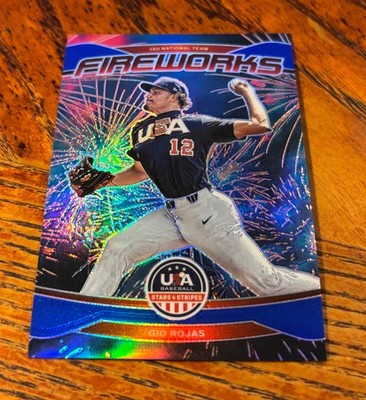 Gio Rojas 58/99 Fireworks Blue PRIZM  -2026 Panini Stars & Stripes Prizm #19