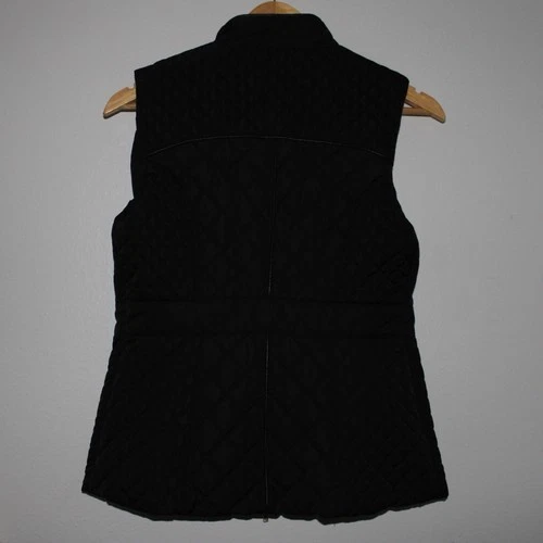 GUESS Pacey Quilted Vest Womens S Black Full Zip Pockets Lined Sleeveless image 5