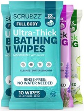 Thick No Rinse Bathing Wipes Variety 40 Ct, Adult Body Disposable Washcloths