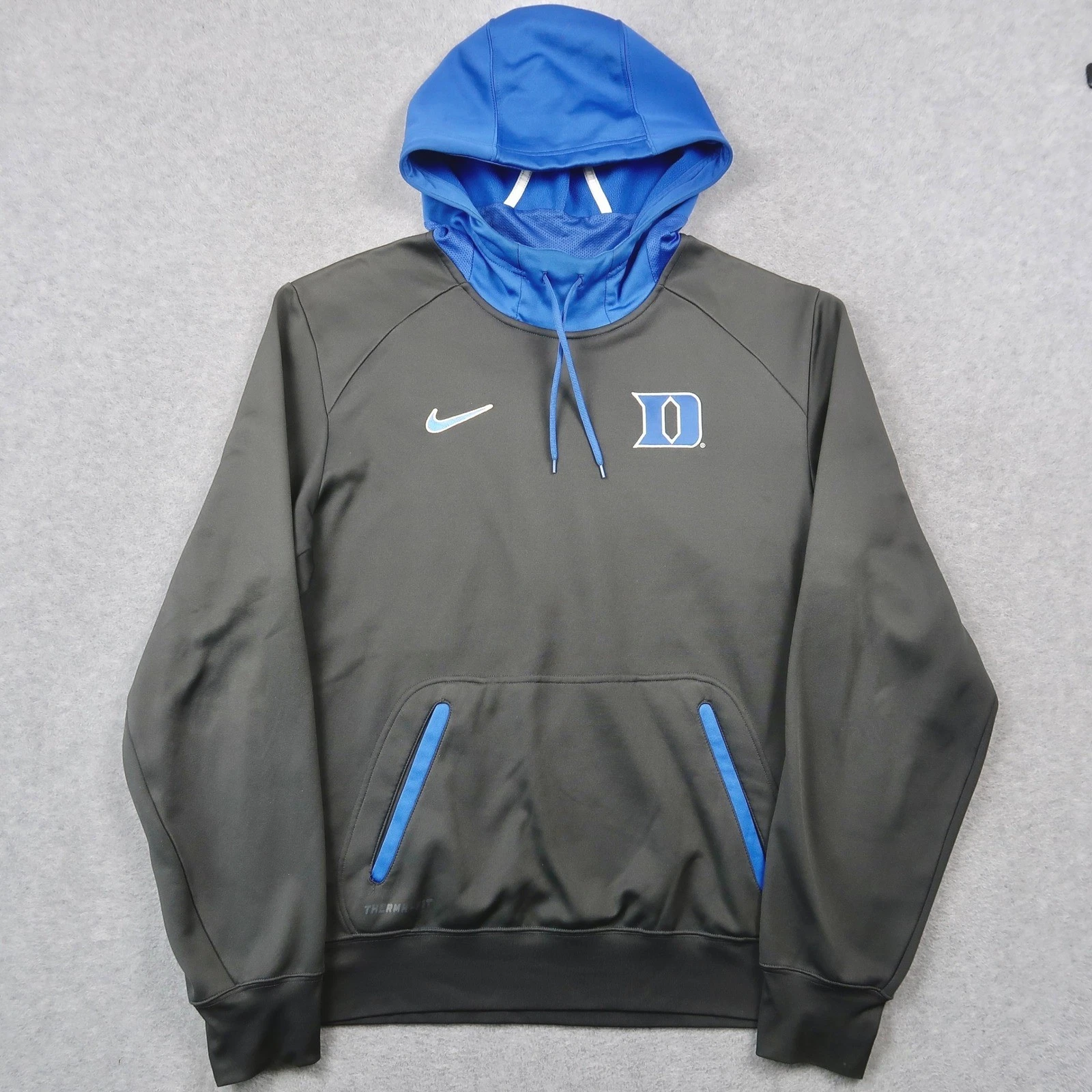 Nike Duke Blue Devils Therma-FIT Hoodie Mens Large Gray Blue Pullover Sweatshirt