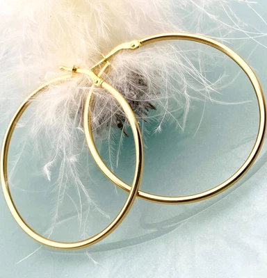 43 mm Creolen 750 Gelbgold 18 KT Gold Ohrringe groß und *rund*👍super GLANZ - Bild 1 von 4