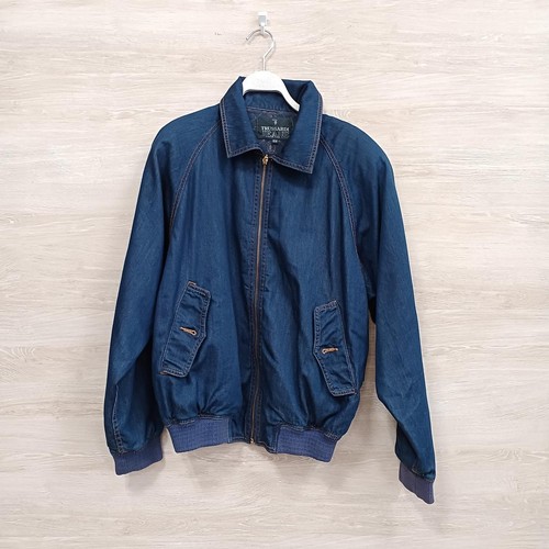 Trussardi, Trussardi Jeans Vintage Denim Jacket Men’s 90s Gold Embroidery Size 44