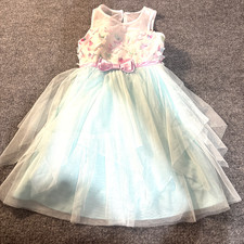 Jona Michelle Dress Girls 5 3D Butterfly Tulle Party Lined Sleeveless Aqua Lilac
