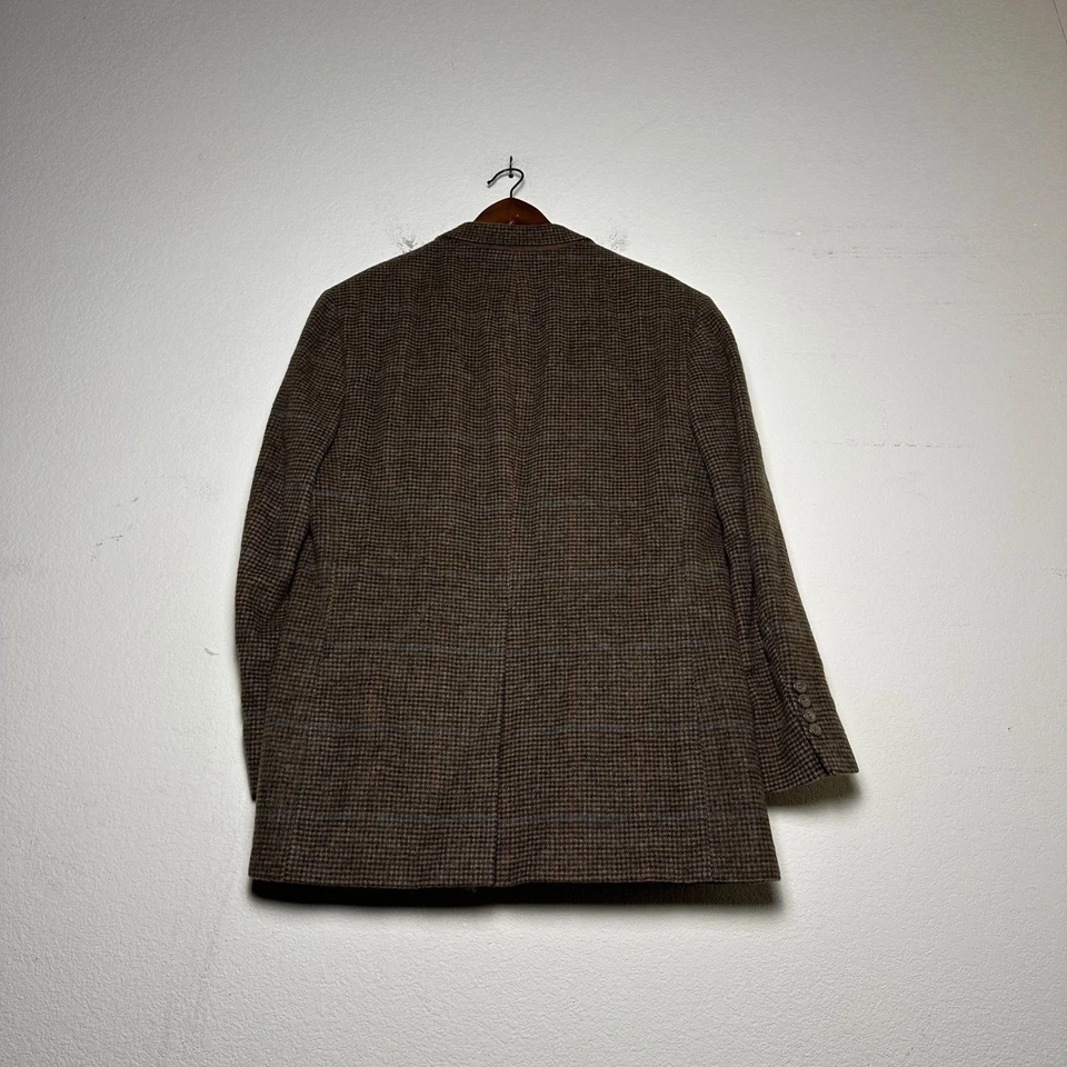 Jaqueta casaco blazer cabelo camelo tweed Bill Blass masculina 40R marrom xadrez preparação formal - Imagem 2 de 4