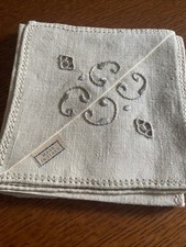 NWT Vintage Natural Linen Embroidered Napkins  Set Of 4 Stitched Together. New