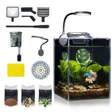 Desktop Small Aquarium Set Glass Fish Tank 1.25 Gallon, with Water Pump Filte...