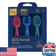 NumNum Baby Spoons Set, Silicone Pre-Spoon GOOtensils, Baby Led Weaning, 6M