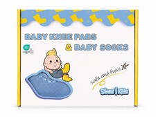 3 Pairs Baby Knee Pads Socks Set Blue Anti Slip Crawling Protective Pads