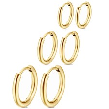 Small Gold Hoops Earrings for Women 14K Mini Gold Huggie Hoop Earrings Set Sl...