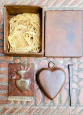 JAN BARBOGLIO HAND FORGED IRON HEART, NAIL, BOX & CARD - RARE 