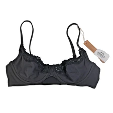 NEW Skims Fits Everybody Lace Unlined Demi Bra BA-DEM-4130, Color Onyx, Size 30B