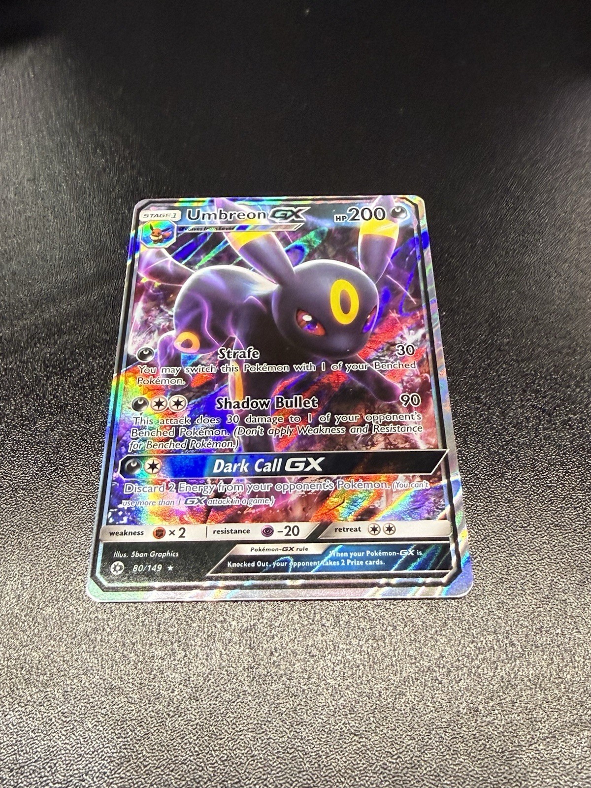 Pokémon TCG Umbreon GX Ultra Rare Card Sun & Moon Base Set, #80/149