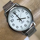 Vtg Timex Easy Reader Men Dress Indiglo Silver Expansion Quartz Watch 7 3/4"