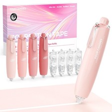 Refillable Retractable White Correction Tape Applicator Pink 4 PCS 4 Refills