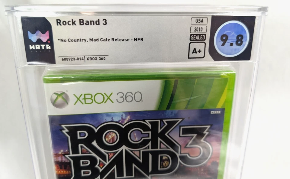 Videogame WATA 9.8 classificação SEALED 2010 ROCK BAND 3 Microsoft Xbox 360 A+ selo - Imagem 2 de 4