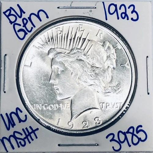 1923 BU UNCIRCULATED SILVER PEACE DOLLAR AUTHENTIC U.S. MINT FREE SHIPPING 3985