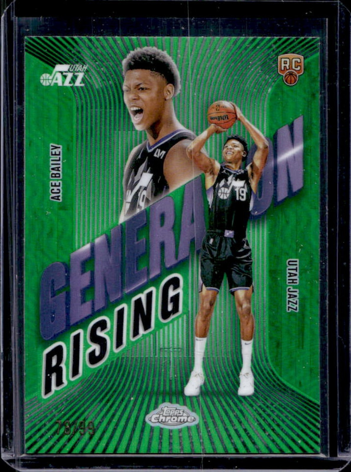 2025-26 Topps Chrome Ace Bailey Generation Rising RC Green Refractor #78/99 Jazz
