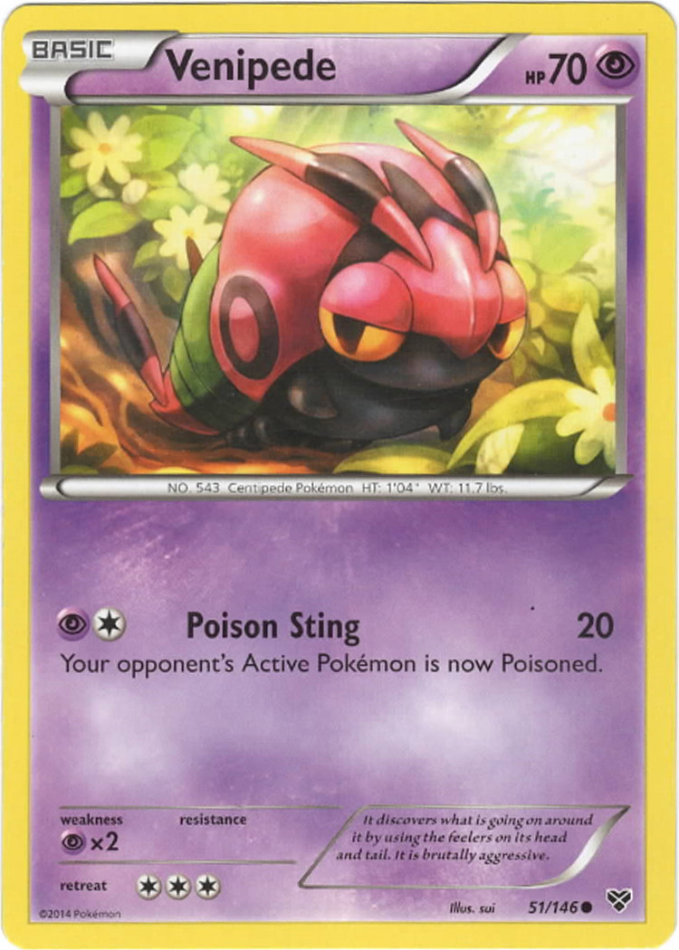 Venipede 51/146 XY Base Set Regular Common Pokemon TCG English 2014