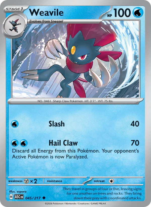 Weavile 45/217 Uncommon | Ascended Heroes | Pokemon Card