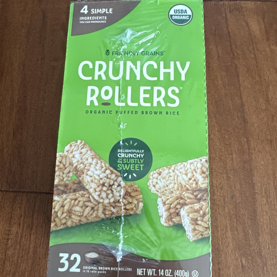 Organic Brown Rice Crunchy Rollers Healthy Snack, Crispy Puffed Rice