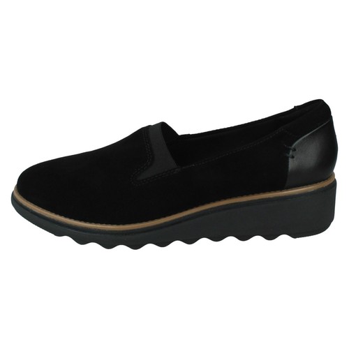 *OFERTA* ZAPATO INFORMAL SEÑORA CLARKS SHARON DOLLY NEGRO GAMUZA TACÓN CUÑA - Imagen 6 de 9