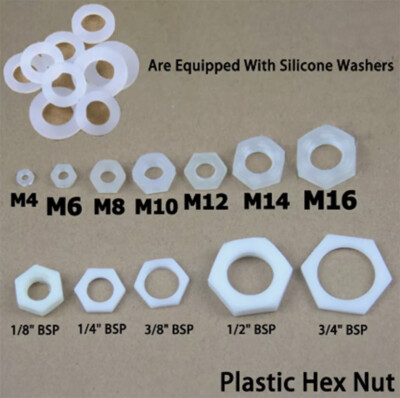 Kunststoff Hex Mutter Unterlegscheiben M4~M16 1/8''~3/4''BSP KonterSchottverbinder