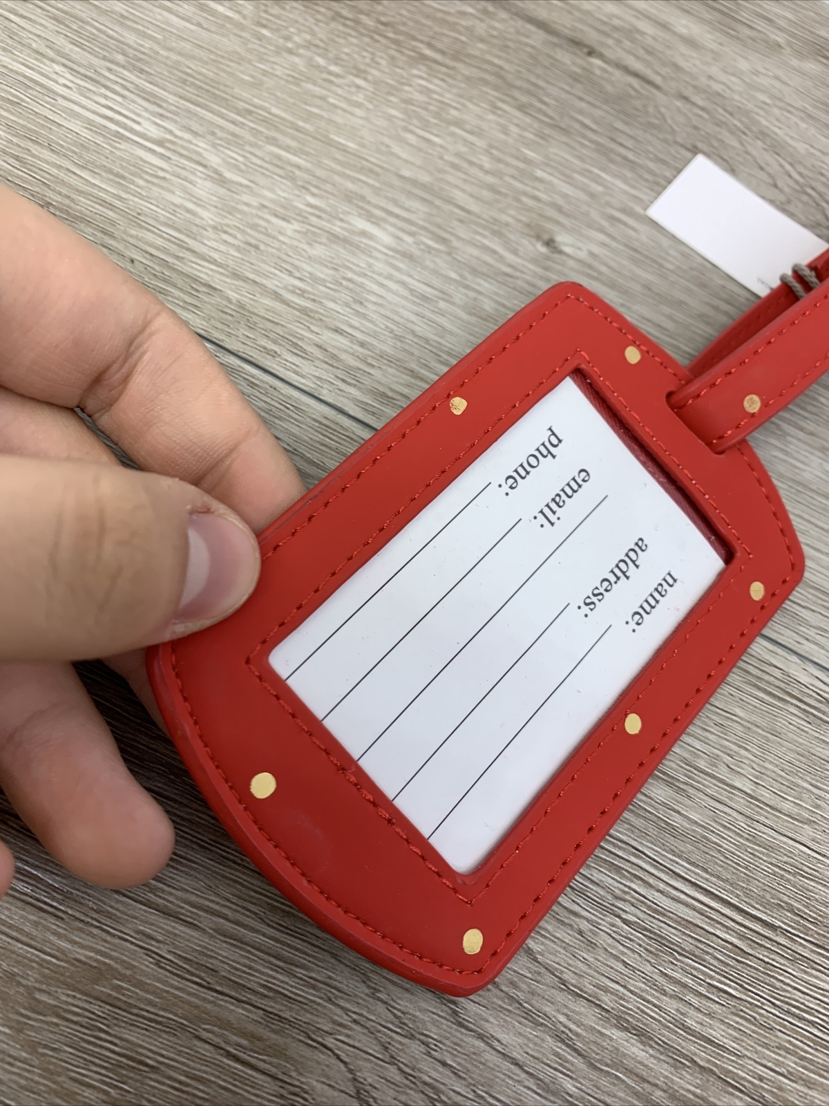 A New Day Luggage Suitcase Tags Bright Red Travel Accessory Polka Dot NWT