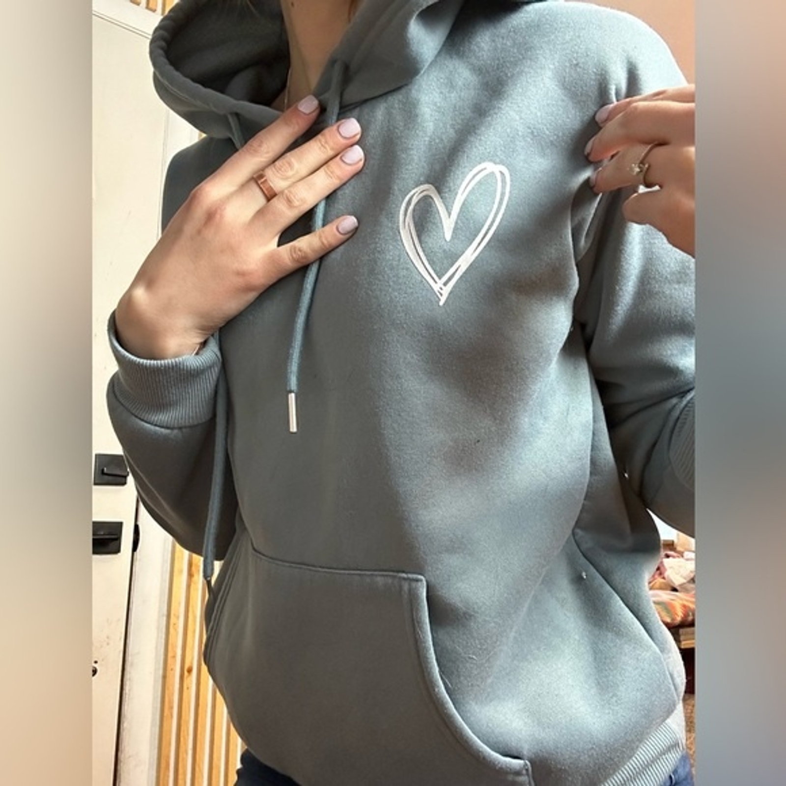 Two Sweater Bundle Color Block and Solid Hoodies - image 5