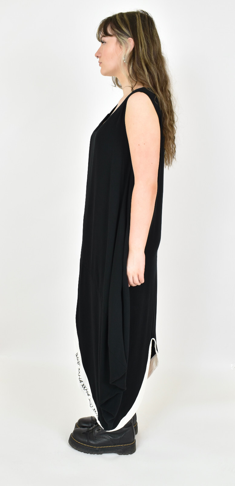 CRAZY H4 white /black asymmetric tulip dress size L/XL