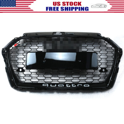 For Audi A3 S3 2017-2019 RS3 Style Grille Front Hood Henycomb Bumper Grill Black