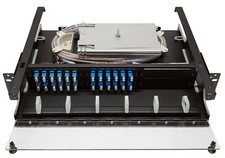 48 Fiber 2RU Rack Mount w/ 24 LC/UPC Duplex Adapters, Singlemode Pigtails  Tray