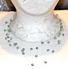 Necklace Layered Freshwater Pearl Layered Choker Light Blue Color Women Jewelry