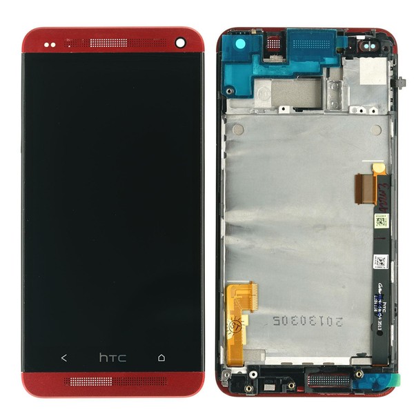 Original Htc One M7 Displaymodul Display Scheibe Glas Kabel Flex Rot-image
