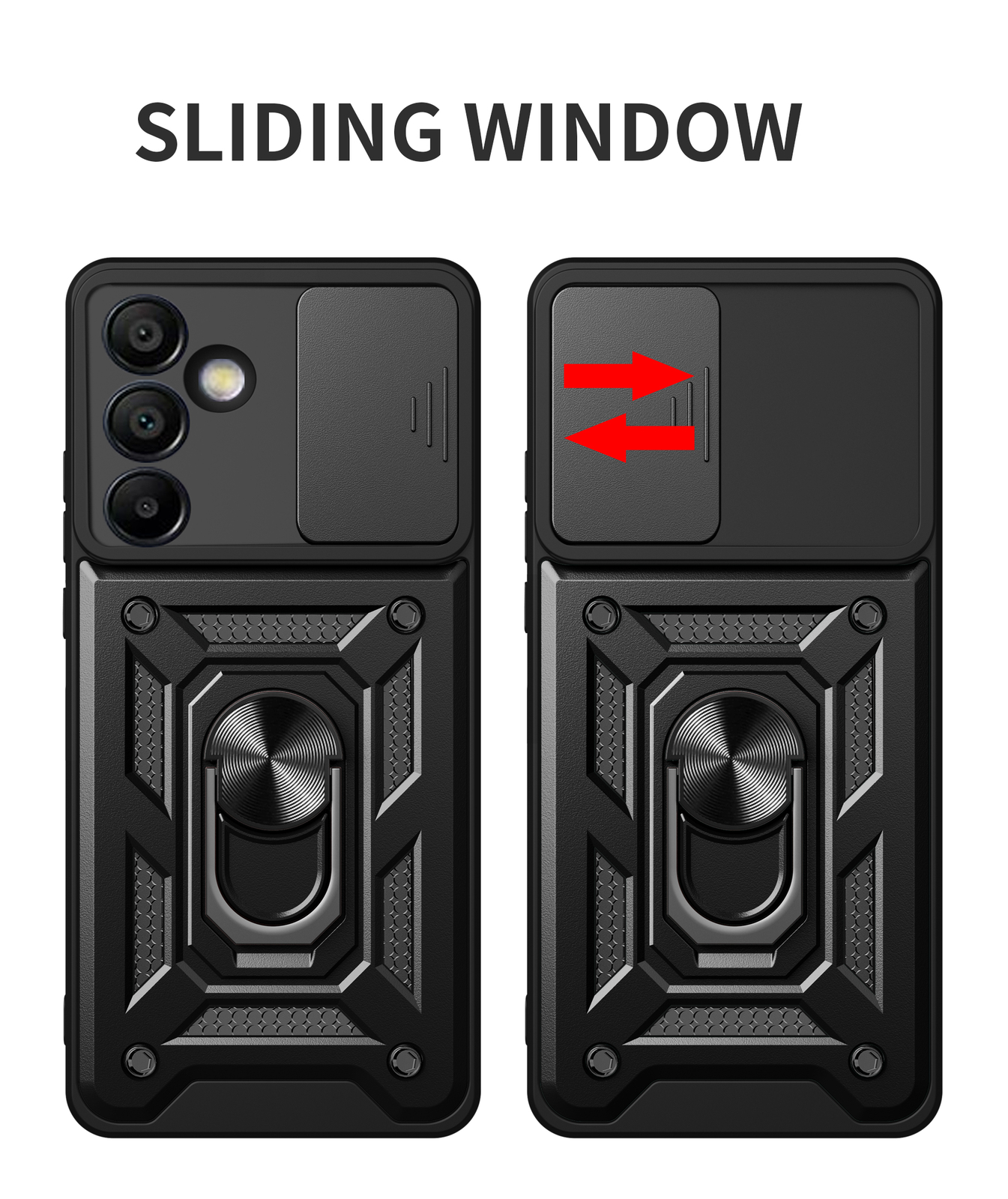 For Samsung Galaxy S24 FE, Hybrid Armor Slide Lens Camera Holder Cover Case