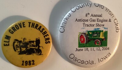Vintage Elm Grove Thrashers 1982 Old Iron Club Osceola Iowa 2004 Pinback Button