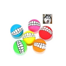 Funny Dog teeth Ball Squeaky Sound Chew Toy Smile Dog Ball Interactive Pet Balls