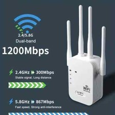   NEW  WIFI EXTENDER AND ENHANCER 6X STRONGER, 1200MBPS WIFI 2.4  5 GHZ DUAL BAND